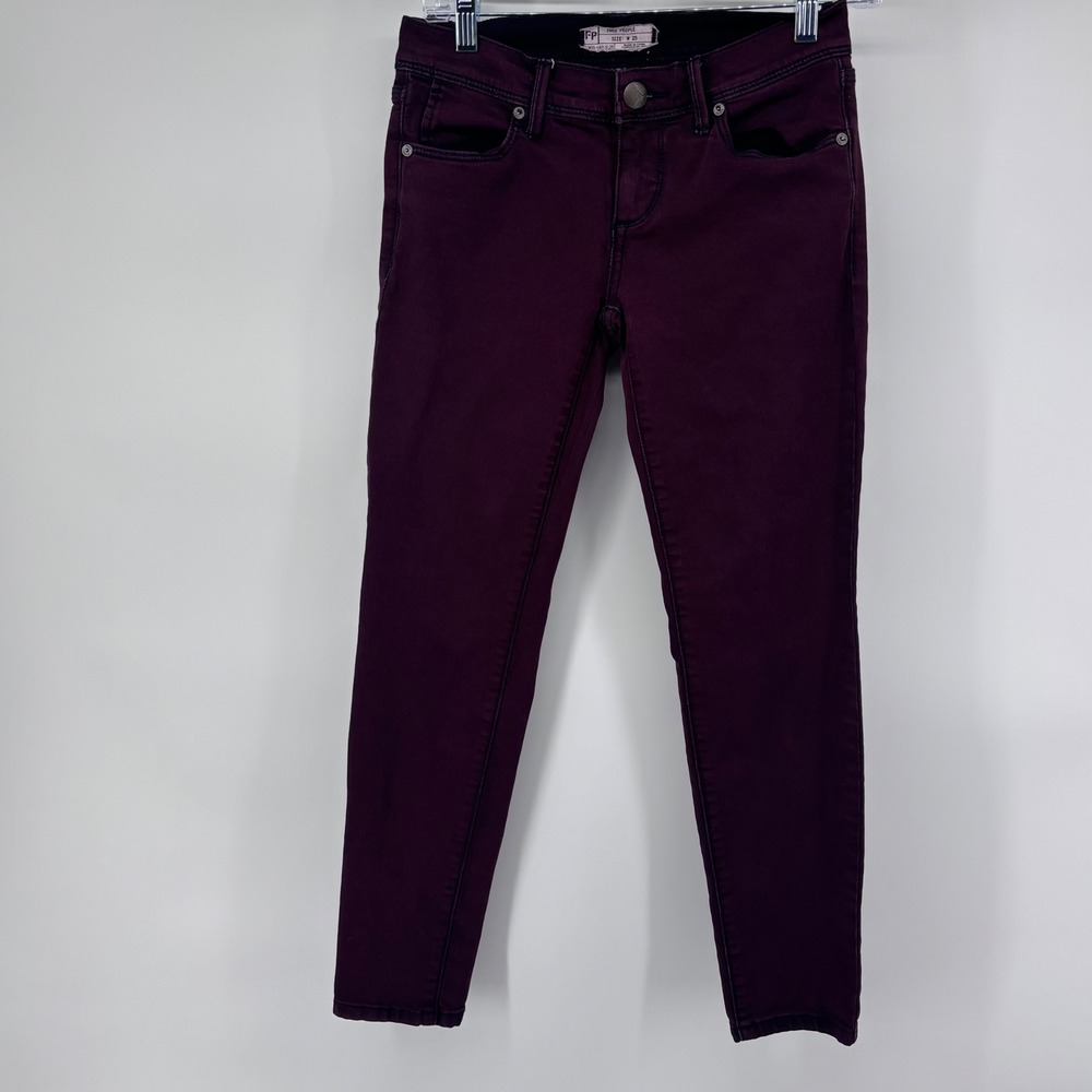 Free People Womens Skinny Pants Size 25 Purple Casual Denim Jeans (25 inseam)